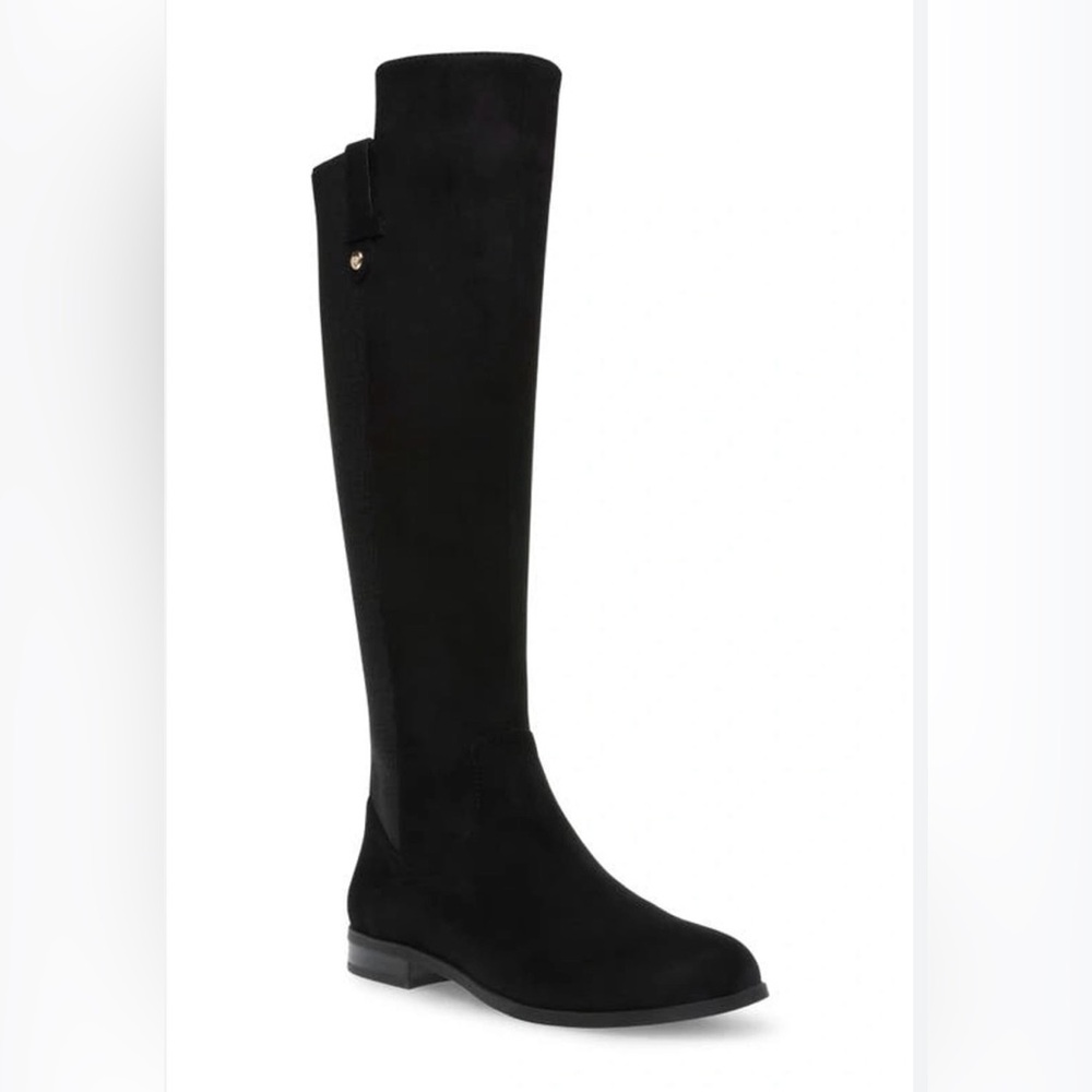 NEW Anne Klein AUDREY Womens Knee High Riding Boot Black Size 6 Faux Suede iFlex